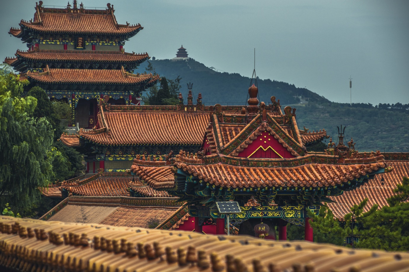 Brown traditional buildings in China