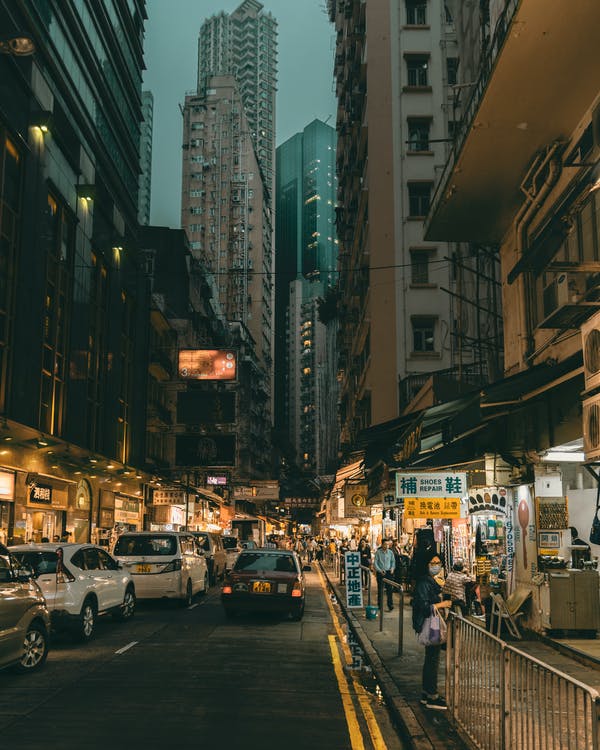 Crowded Street In China At Night